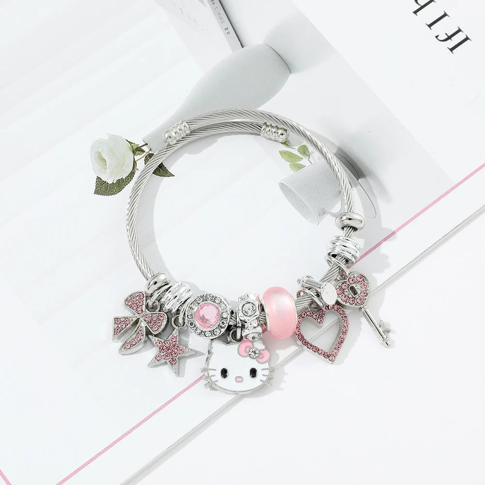 Sanrio Hello Kitty Charm Bracelet (Hello Kitty Adjustable Charm Dangles)