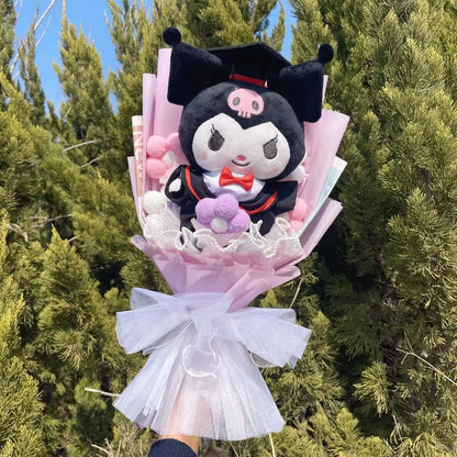 Sanrio Kuromi Plush Bouquet With Graduation Hats | Handmade Kuromi Bouquet for Graduation Day