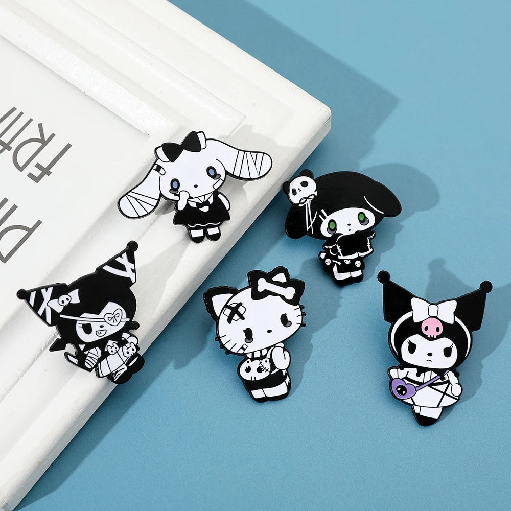 Sanrio Halloween Pins | Gothic Inspired Enamel Lapel Set