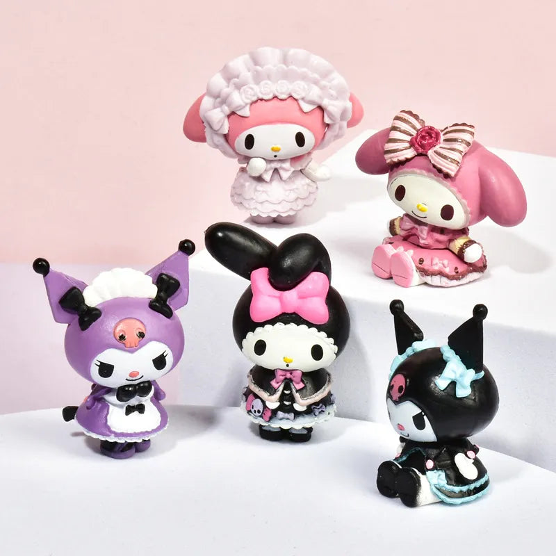 5Pcs Set Sanrio Toy Figure 3-4cm Kuromi, Melody, Hello Kitty