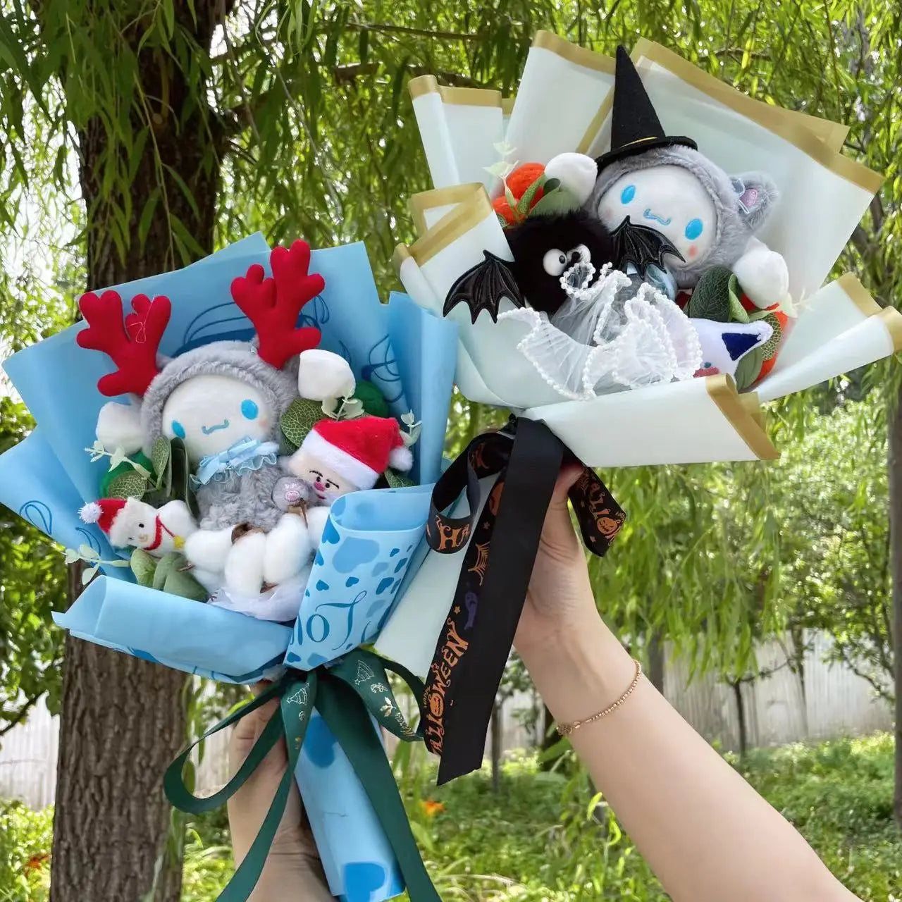 Cinnamoroll Plush Bouquet with Festive Reindeer Antlers