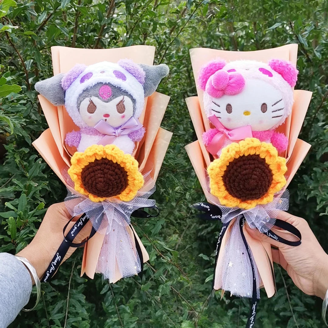 Sanrio Kuromi Plush Bouquet with Knitted Sunflower