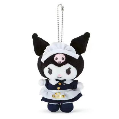 Kuromi Plush Keychains in Maid Attires