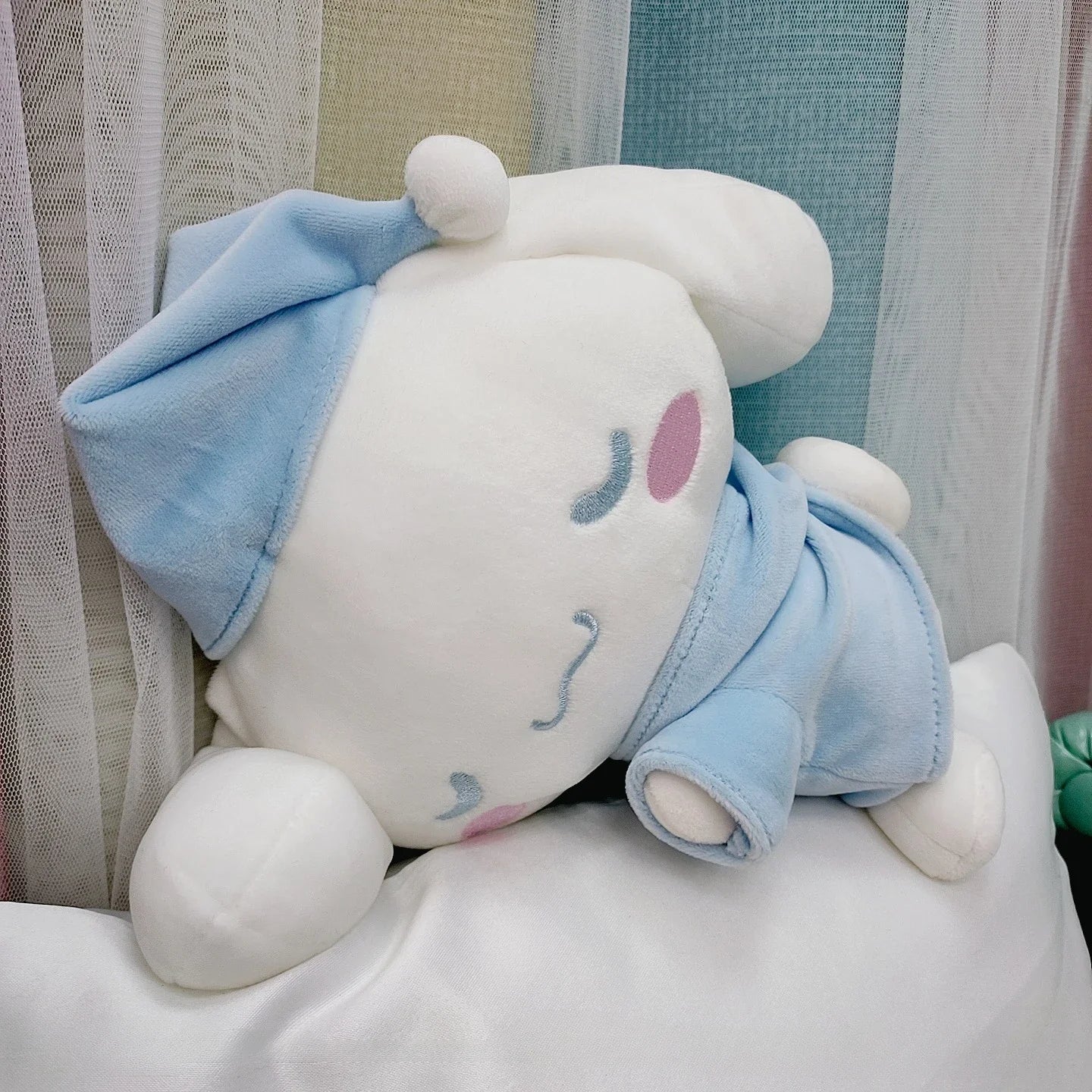 22cm Sleeping Baby Cinnamoroll Plush Toy in Pajamas