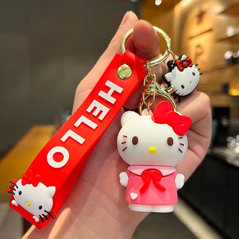 3D Hello Kitty Keychain with pink dress