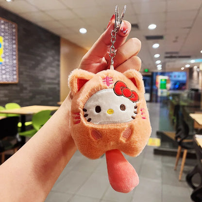 Hello Kitty Little Tiger Plush Keychain with Furry Tail 