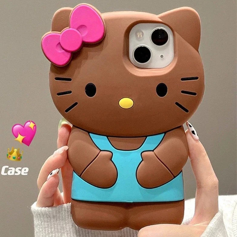 Brown Hello Kitty 3D Silicon Phone Case 