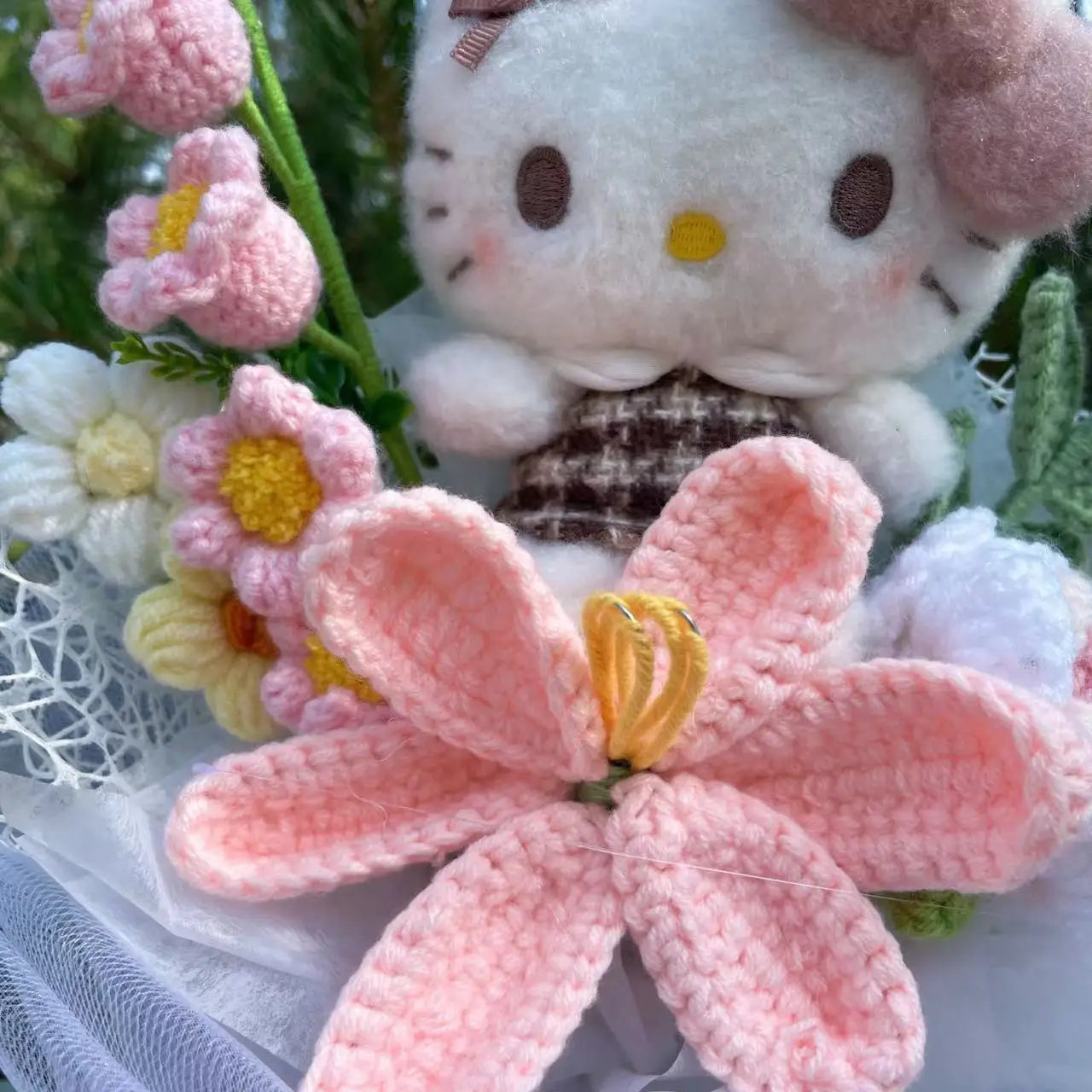 Sanrio Plush Bouquet | Kuromi with Purple Crochet Flower