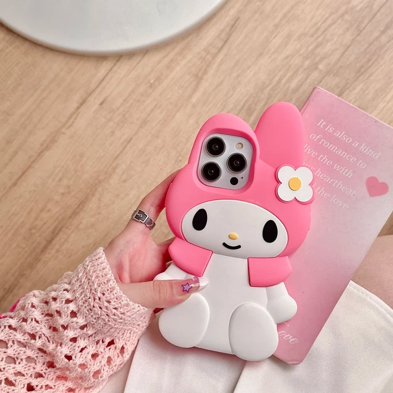 Soft Silicone 3D My Melody Kawaii Phone Case | Shockproof Cover