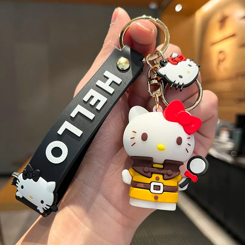 3D Hello Kitty Keychain with black strap