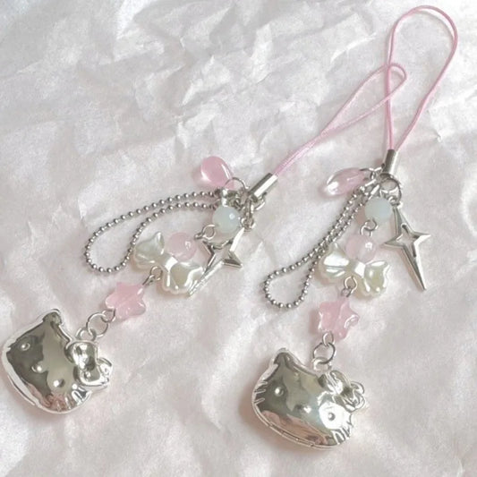 Pink Phone Chain with Hello Kitty Pendant