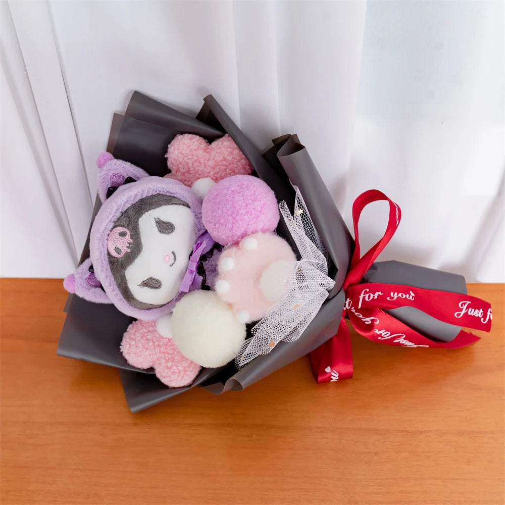 Sophisticated Kuromi Plush Bouquet: Gothic Black Wrap