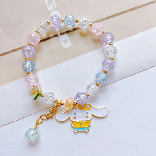 Sanrio Cinnamoroll Crystal Beaded Bracelet | Elastic Rope Design