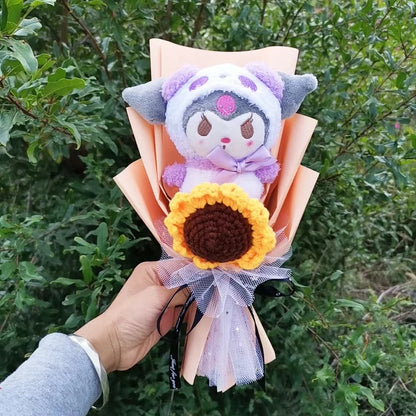 Sanrio Kuromi Plush Bouquet with Crochet Sunflower