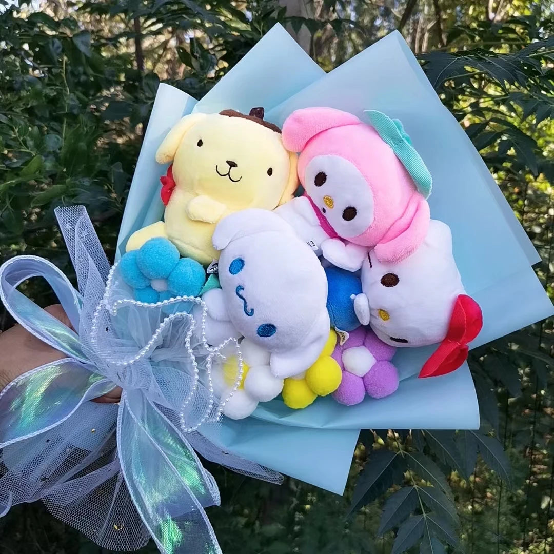 Sanrio Hello Kitty, My Melody, Cinnamoroll, Pompompurin Plush Bouquet of 4 (Mixed Sanrio Bouquet)