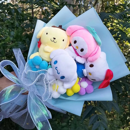 Sanrio Hello Kitty, My Melody, Cinnamoroll, Pompompurin Plush Bouquet of 4 (Mixed Sanrio Bouquet)