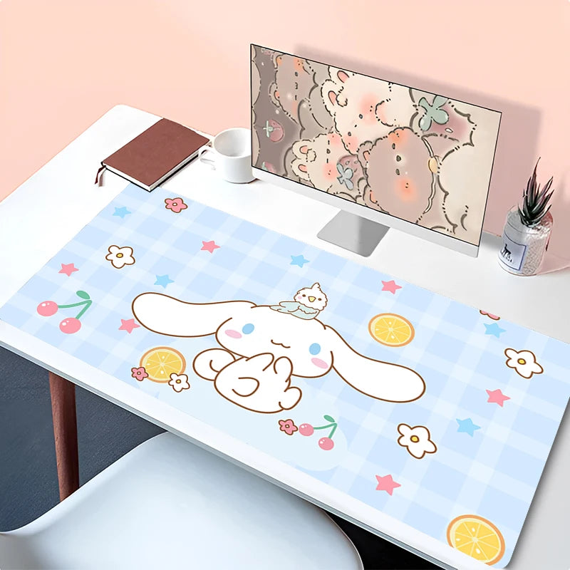 Cool Blue Cinnamoroll Desk Pad | Kawaii Mouse & Keyboard Cover