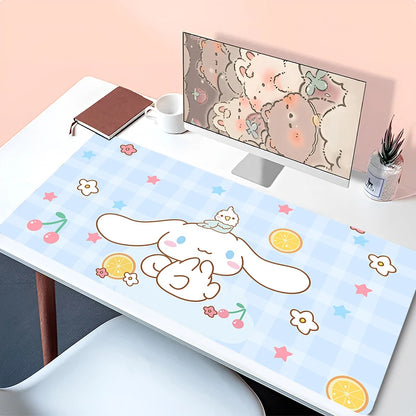 Cool Blue Cinnamoroll Desk Pad | Kawaii Mouse & Keyboard Cover