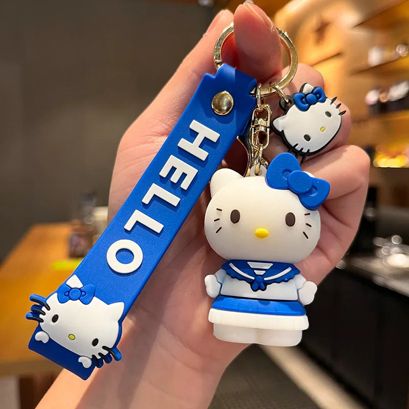 3D Hello Kitty Keychain with Blue Dress