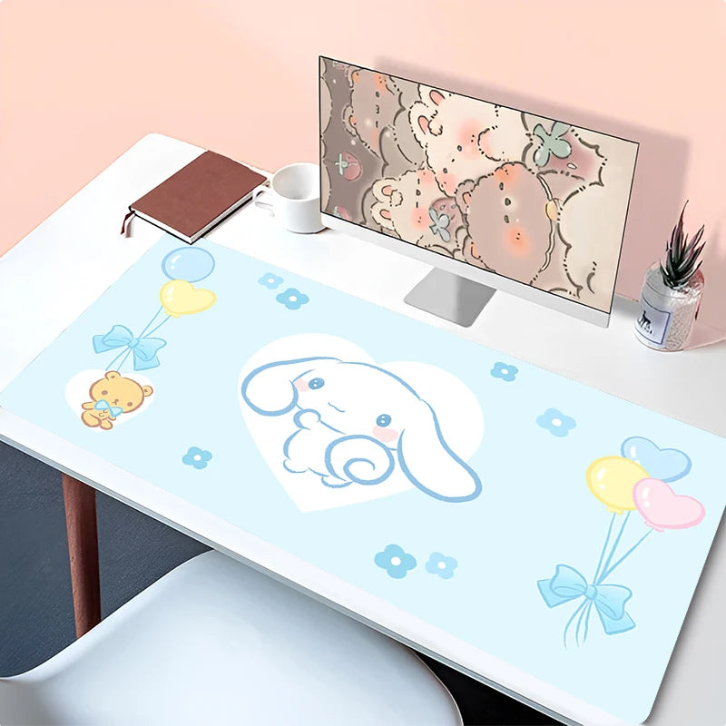 Cool Blue Cinnamoroll Desk Pad | Kawaii Mouse & Keyboard Cover