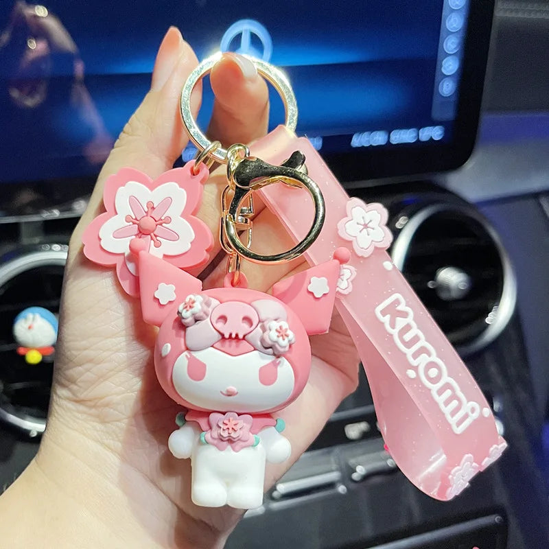 Cute Kuromi Sakura Blossom Keychain