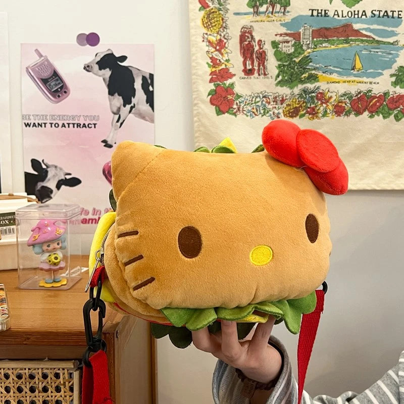 Sanrio Hello Kitty Hamburger Plush Shoulder Bag | Fun and Cute Design