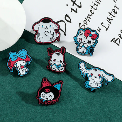 Zombie-Styled Sanrio Character Badges (Hello Kitty, My Melody, Kuromi, Cinnamoroll, Pochacco, Pompompurin)