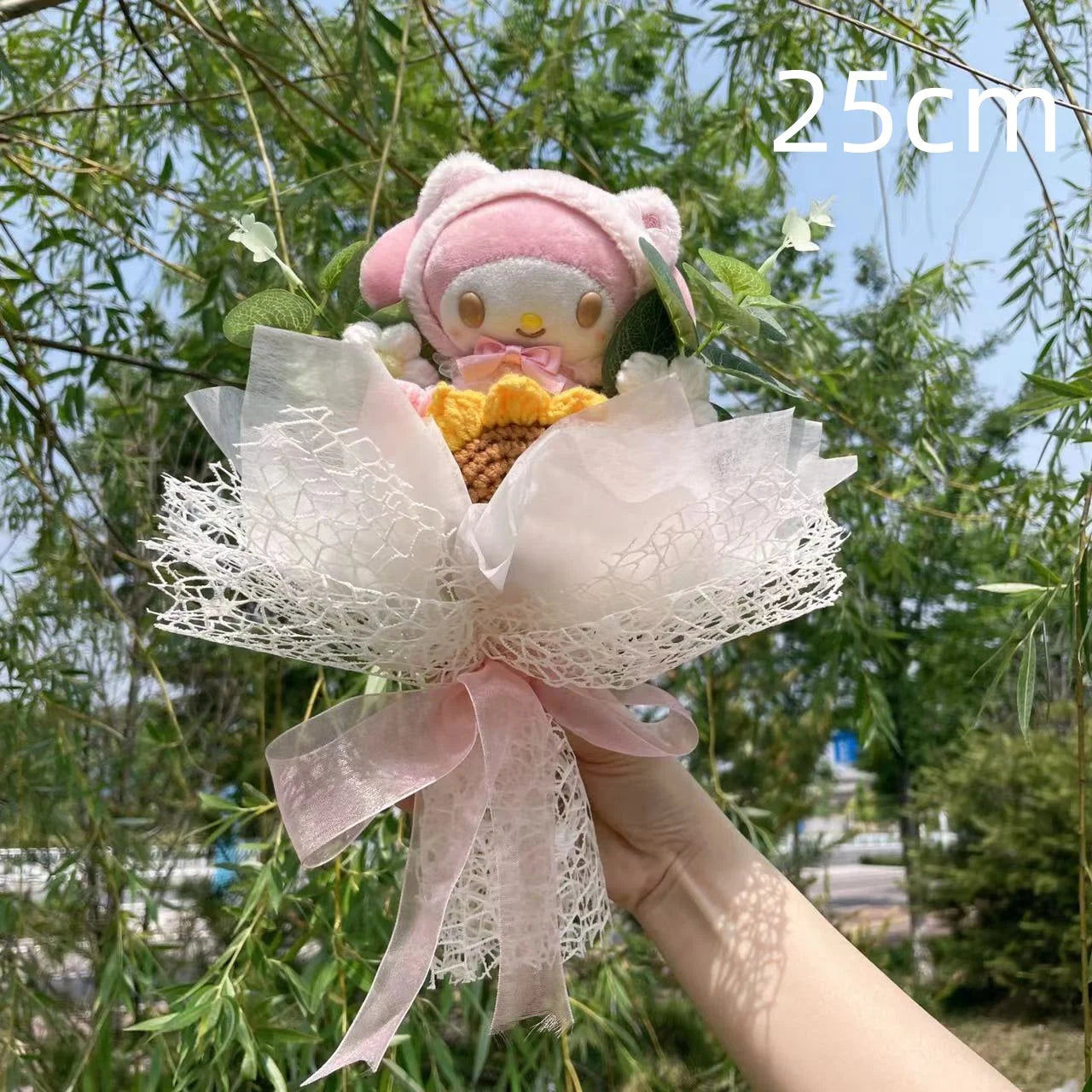 Sanrio My Melody Plush Featuring Elegant Lace and Blooming Flower Detail