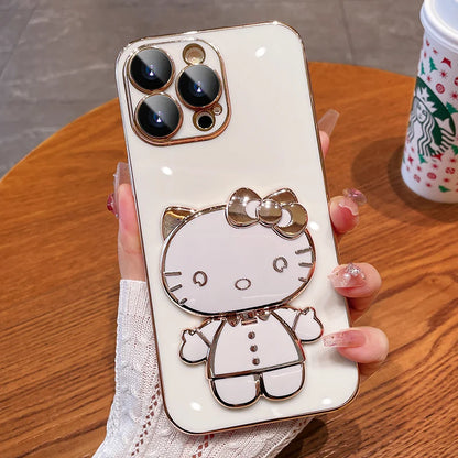 Pink iPhone Case with Hello Kitty Mirror and Bracket Holder