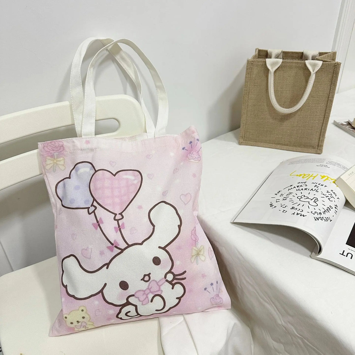 Sanrio Cinnamoroll Shoulder Canvas Bag (Large Capacity)