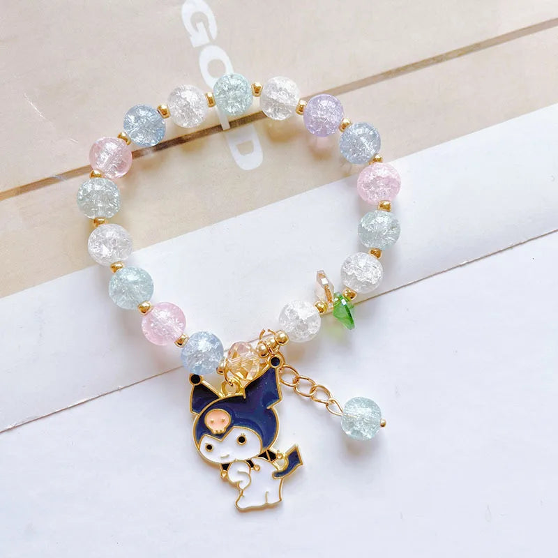 Sanrio Kuromi Crystal Beaded Bracelet | Elastic Rope Design