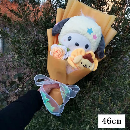 Sanrio Pochacco Plush with Beautiful Lace Wrap and Blooming Flower