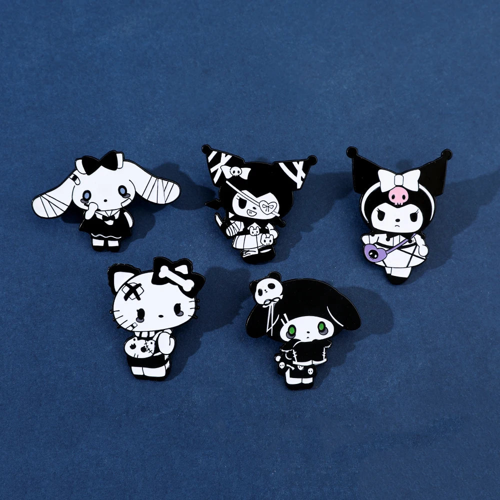 Gothic Style Sanrio Enamel Lapel Pins