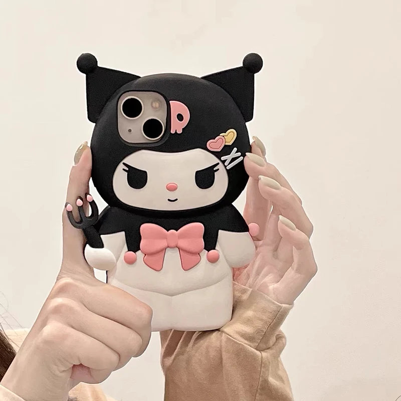 3D Kawaii Dark Kuromi Style Soft Silicon Phone Case