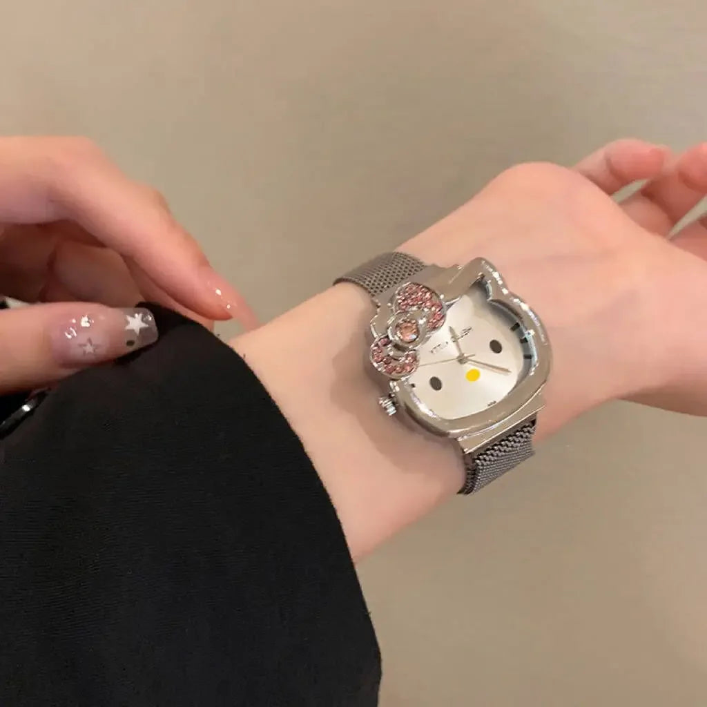 Silver Bow Diamond Hello Kitty Watch