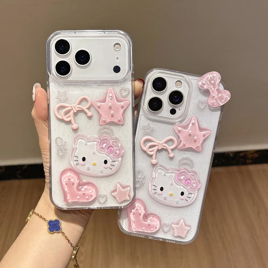 Sparkle with Hello Kitty 3D Kawaii Glitter Clear Phone Case