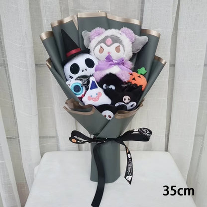 Spooky Kuromi Halloween Plush Bouquet | With Ghost, Pumpkin & Skeleton Companions