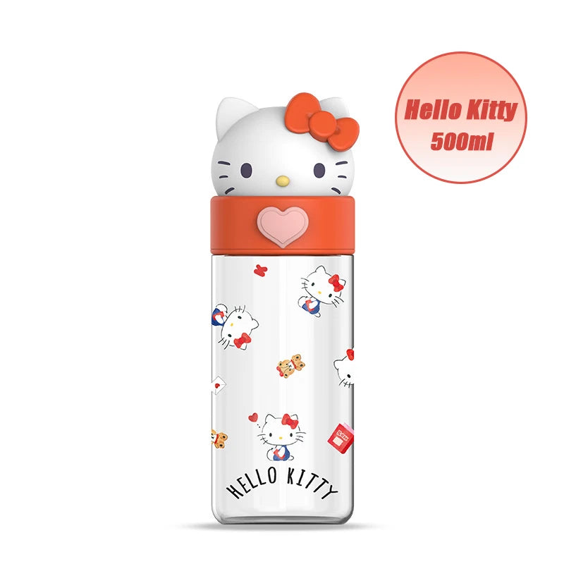 Stay Hydrated with Hello Kitty – 500ml Transparent Water Bottle