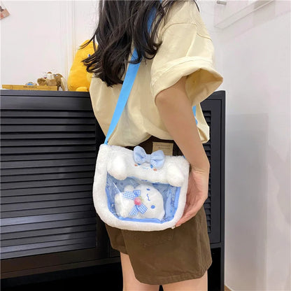 Sweet Cinnamoroll Plush Bag with Transparent Front