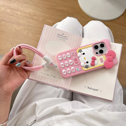 Ultimate Kawaii Hello Kitty Telephone Case – 3D Soft Silicone with Lanyard