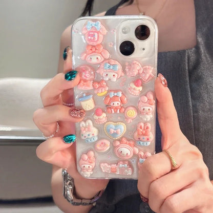 Whimsical My Melody 3D Transparent Phone Case – Cute and Functional!