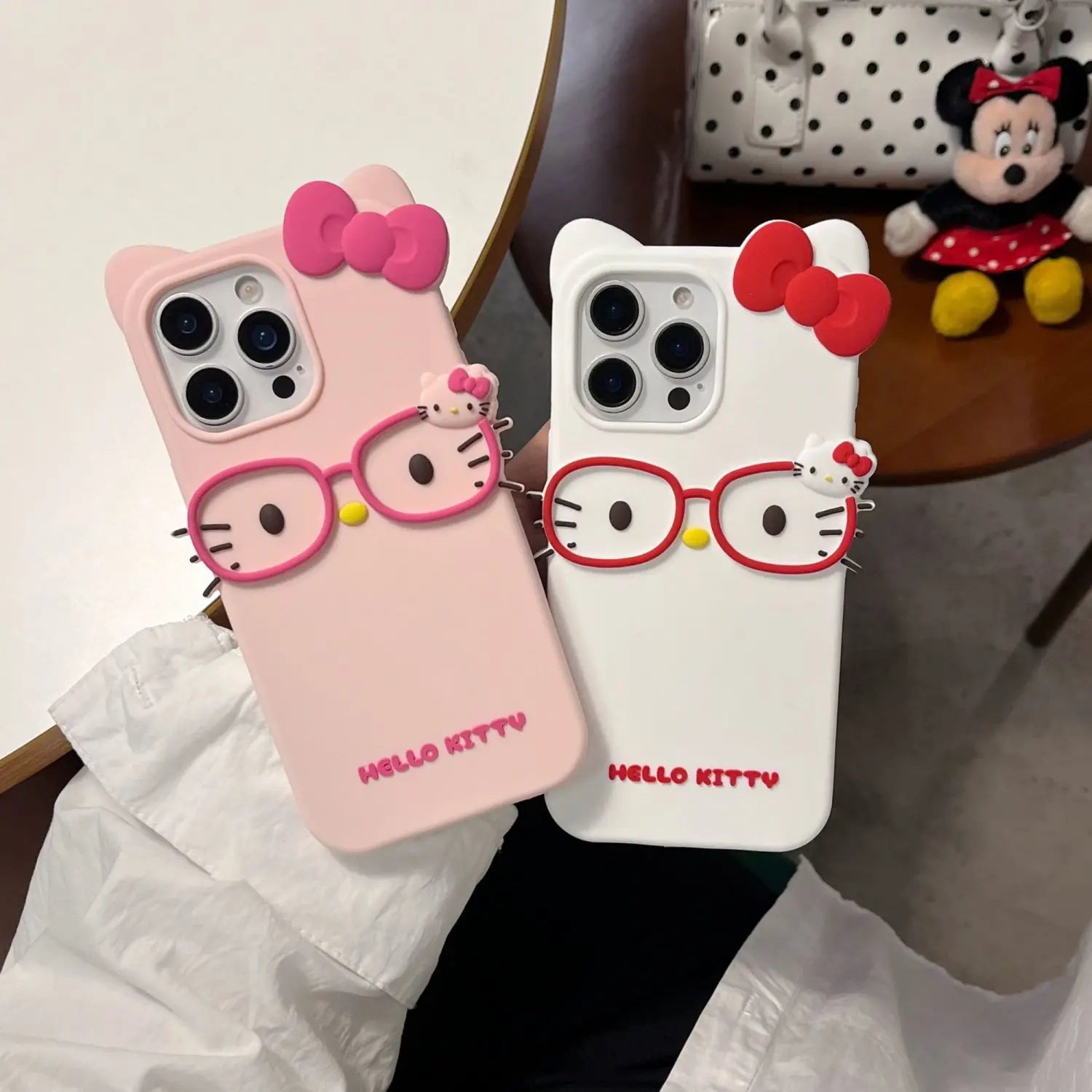 cute Sanrio Hello Kitty 3D Glasses Phone Case – Anti-Scratch Shockproof Cover