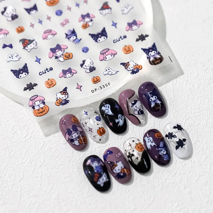 Halloween 5D Embossed Sanrio Nail Stickers for DIY Nail Art