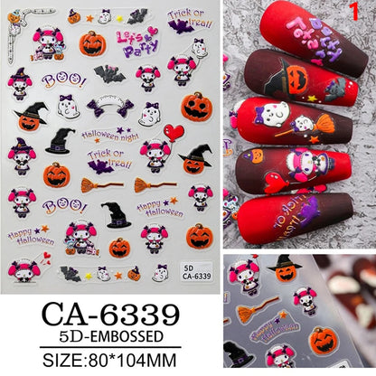 Halloween Series DIY nail sticker with hello kitty, my melody, Kuromi 