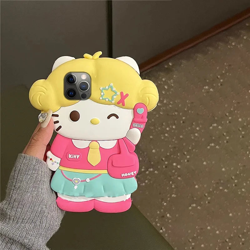 Hello Kitty 3D Phone Cover Featuring School Uniform Dress: Cute Student Style