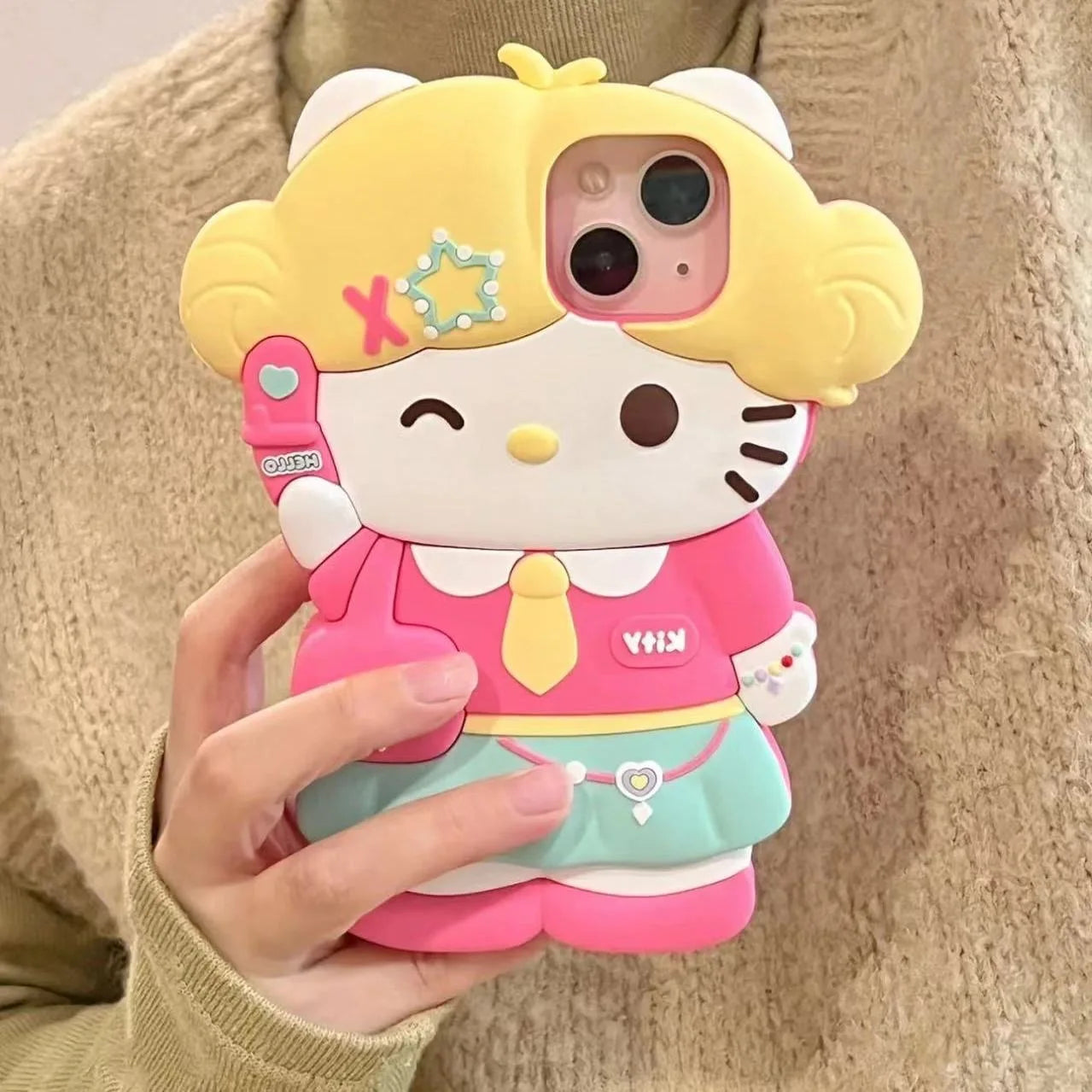 Hello Kitty 3D Phone Case in School Uniform Dress: Adorable Student Look