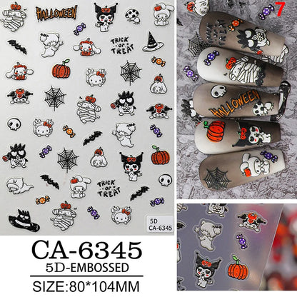 hello kitty, my melody, Kuromi 5D Nail stickers Halloween Series