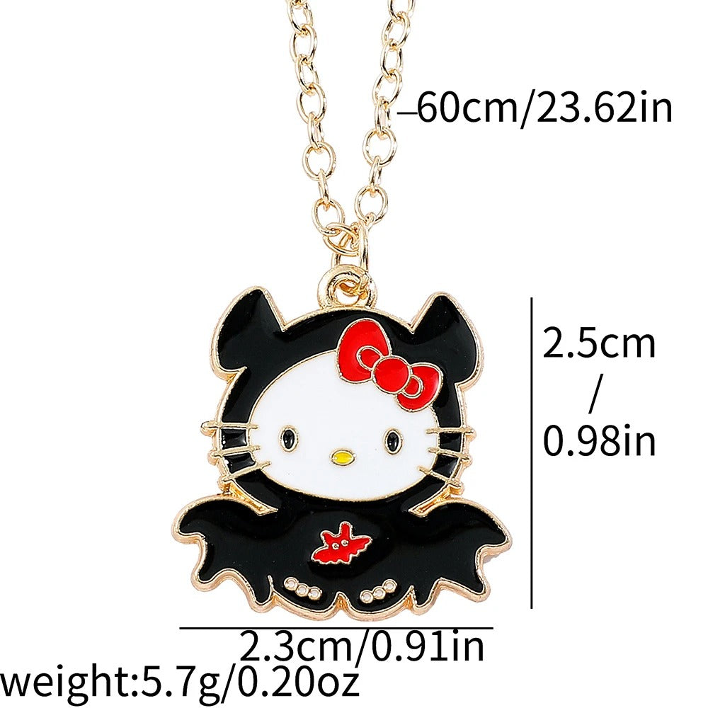 Halloween-Themed Hello Kitty Pendant | Includes Chain for Spooky Style