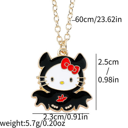 Halloween-Themed Hello Kitty Pendant | Includes Chain for Spooky Style