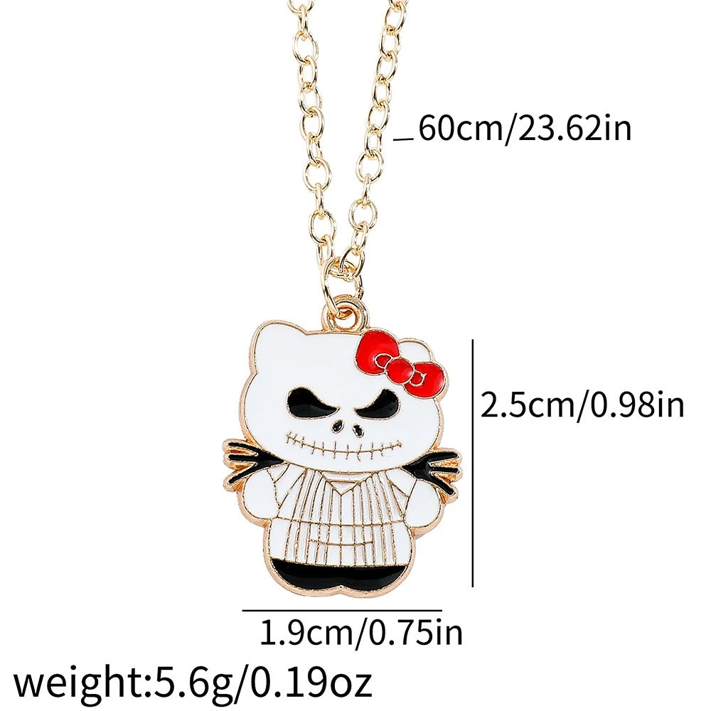 Halloween-Themed Hello Kitty Pendant | Includes Chain for Spooky Style